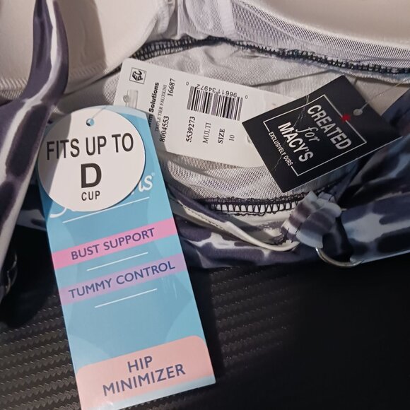 NEW Swim Solutions Tiered One-Piece Swimsuit in Nuetral Multi,‎ Size 10 - Picture 6 of 11